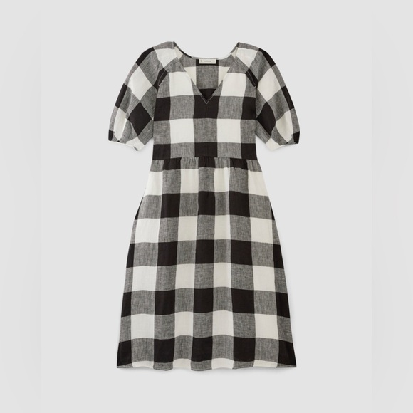 Everlane The Linen Oversized Puff Sleeve - Gingham (S) - Picture 6 of 13